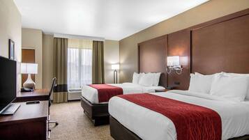 Premium bedding, desk, free wired internet, bed sheets