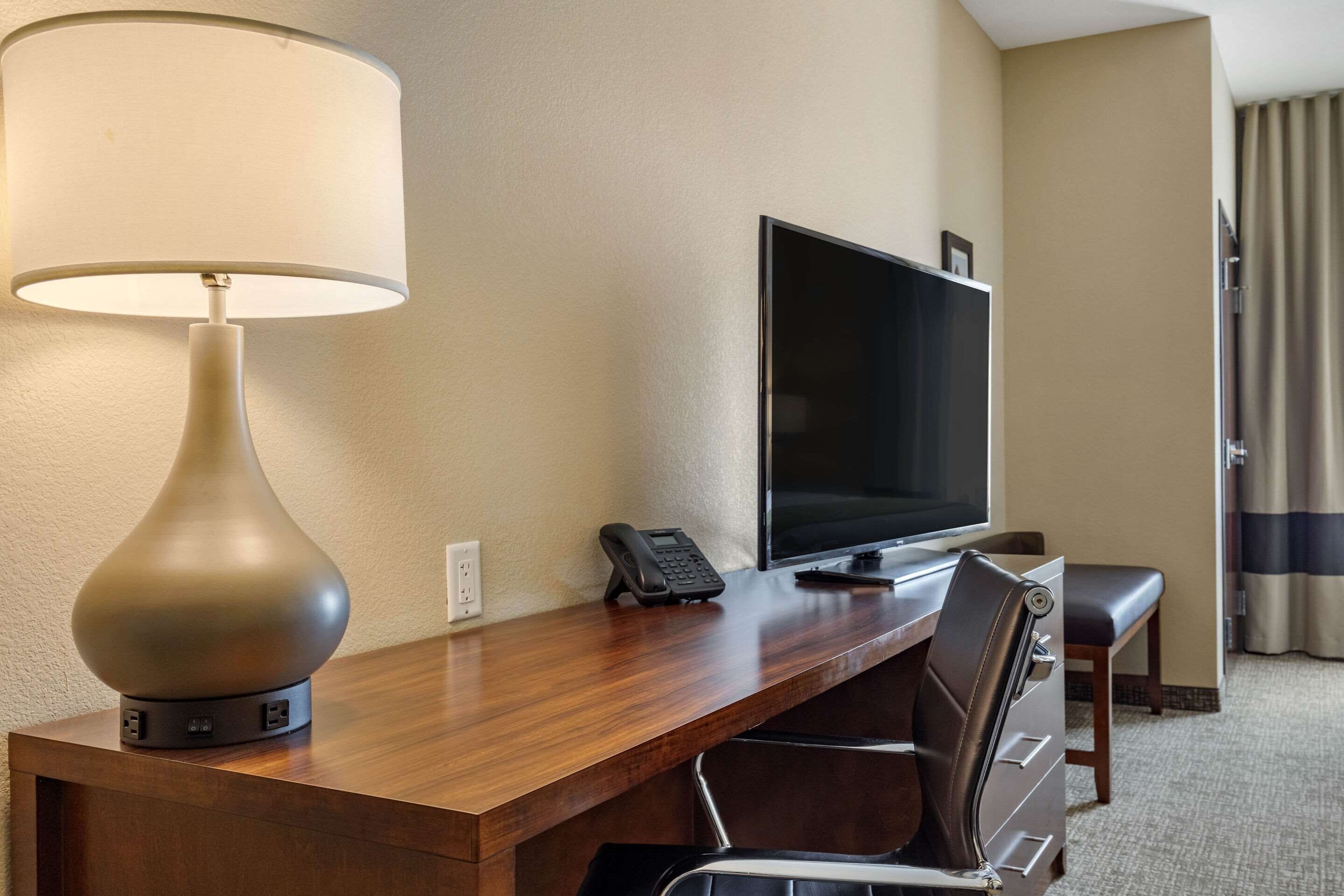 hypo-allergenic bedding, down duvets, pillow-top beds, desk