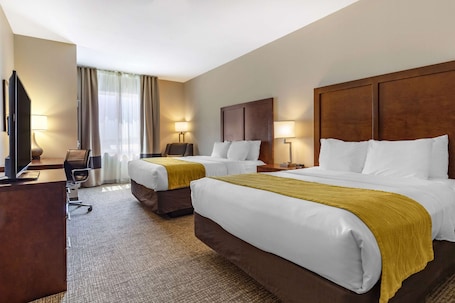 Hypo-allergenic bedding, down comforters, pillowtop beds, desk