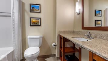 Un baño con inodoro, lavamanos y espejo.