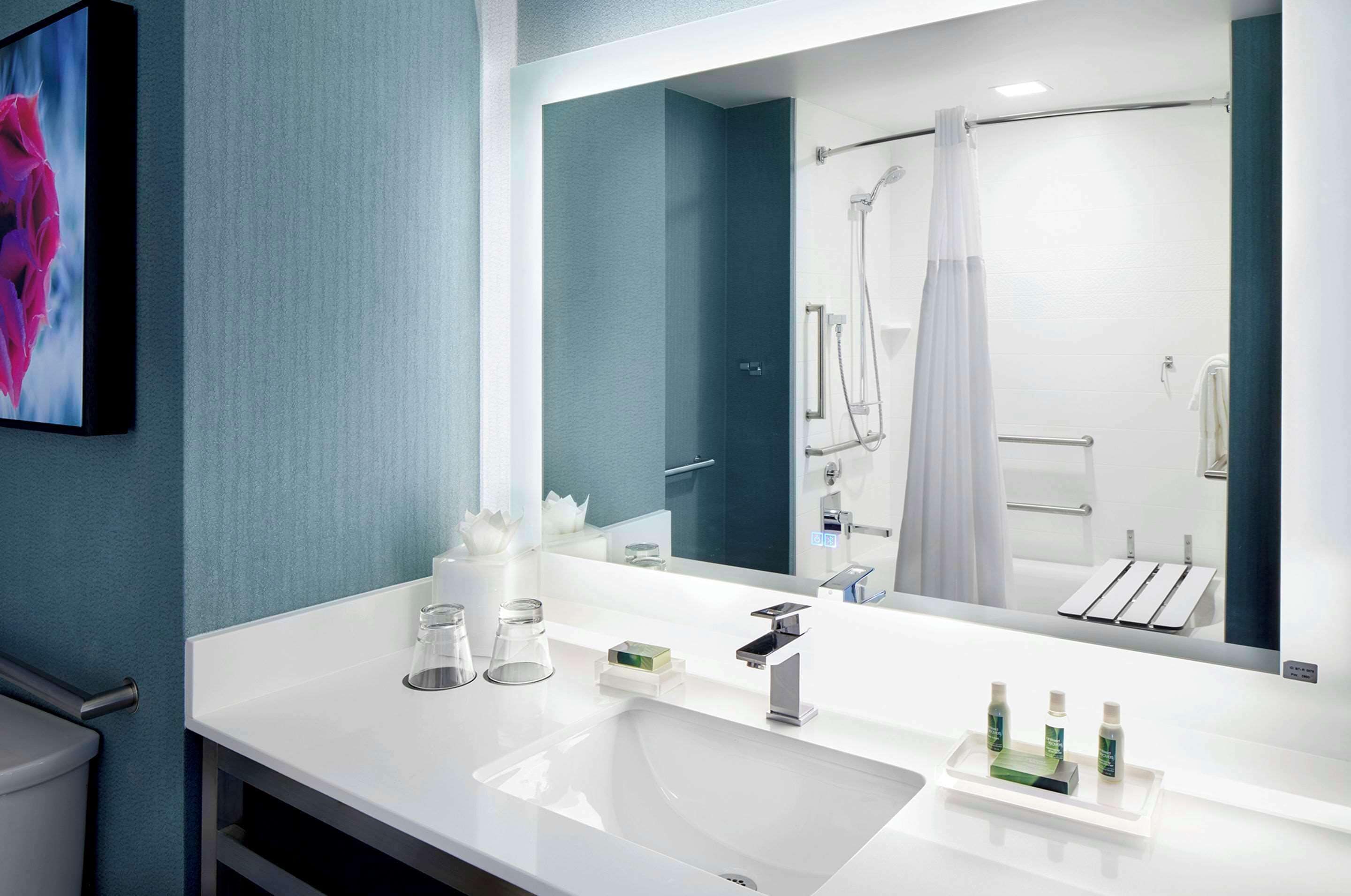 premium bedding, desk, laptop workspace, iron/ironing board