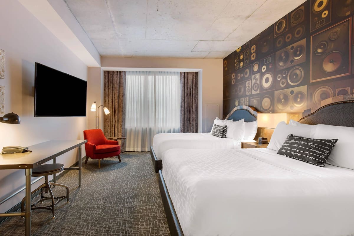 Standard Room, 2 Queen Beds, Non Smoking (Hearing Accessible) | Egyptian cotton sheets, premium bedding, pillowtop beds, in-room safe