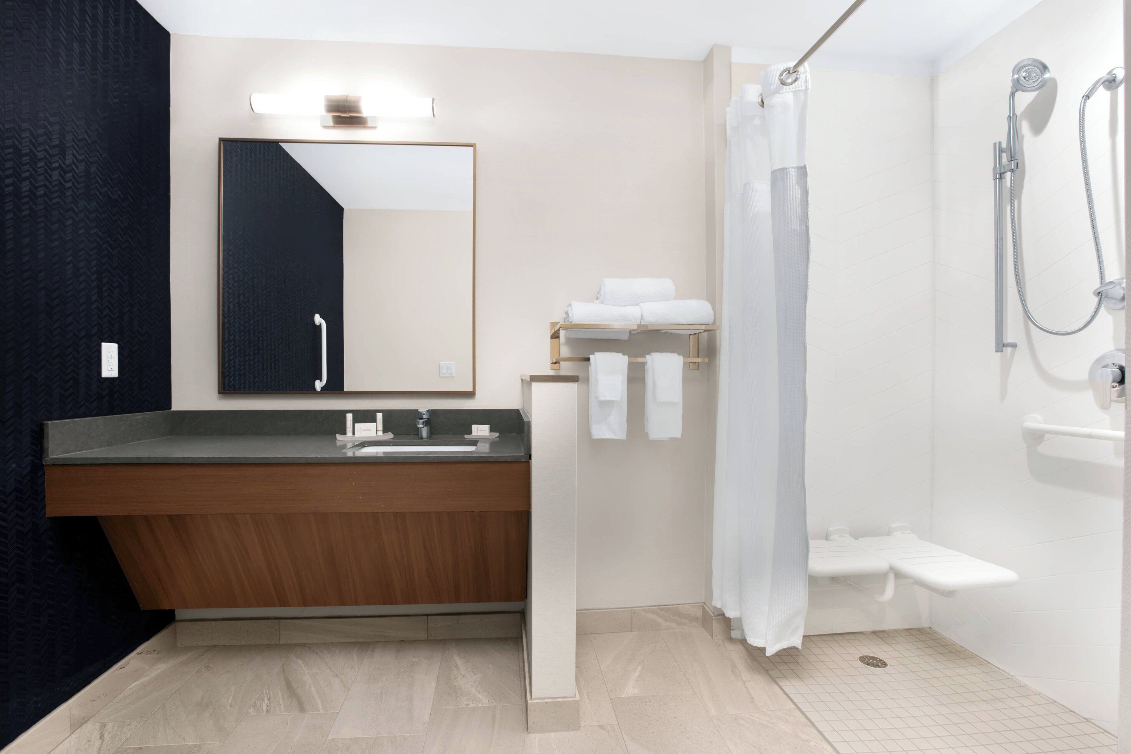 free toiletries, hair dryer, towels