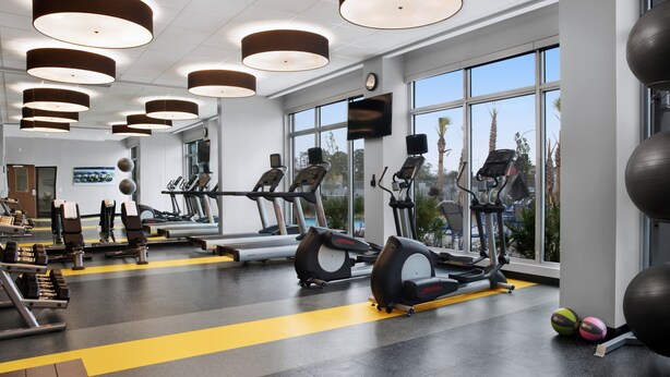 A gym with treadmills, elliptical machines, and free weights. - Fairfield Inn & Suites by Marriott Daytona Beach Speedway/Airport (Daytona Beach)