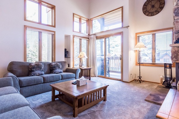 Condo, 4 Bedrooms (Snowcreek #474 Phase III) | Living area | 46-inch flat-screen TV with cable channels, TV, fireplace