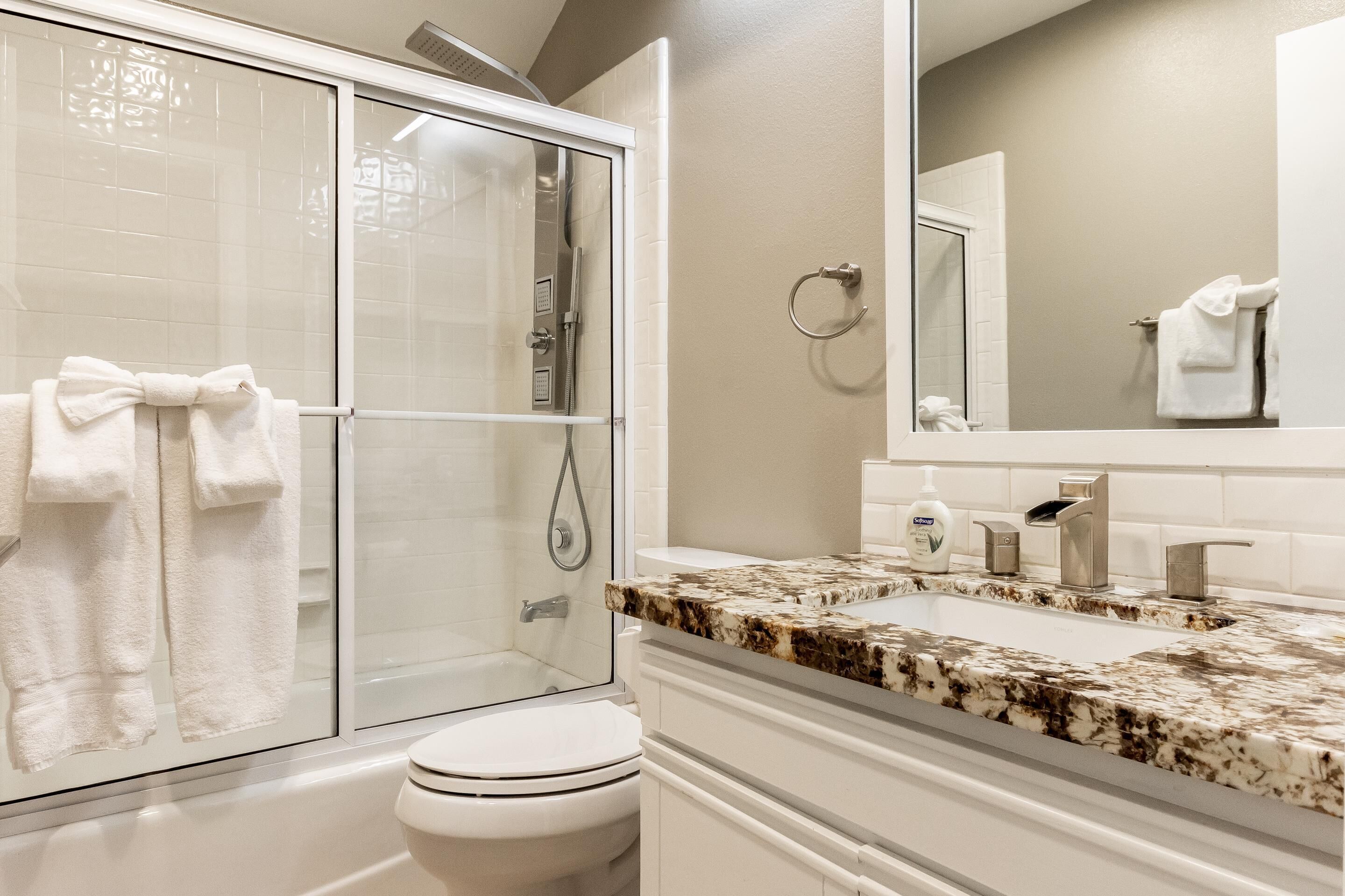 Condo, 3 Bedrooms, Mountain View (Snowcreek #888 Phase V) | Bathroom | Combined shower/tub, hair dryer, towels, shampoo