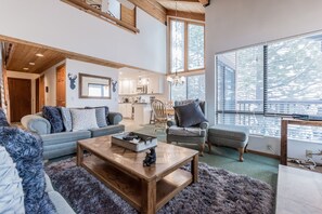 Condo, 2 Bedrooms (Val d'Isere #21) | Living room | 55-inch flat-screen TV with cable channels, TV, toys - Val d'lsere 21 (Mammoth Lakes)