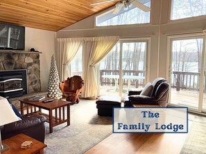 TV, fireplace, video games, DVD player