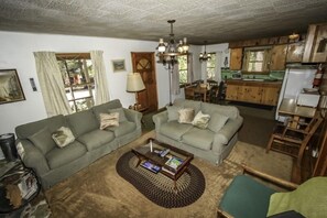 Cabin, 3 Bedrooms | Living area | TV, DVD player - Mountain Air 3 Bedroom Cabin by RedAwning (Big Bear Lake)