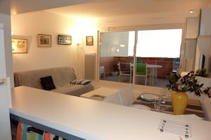 TV, DVD player, books, stereo - <- DIRECT on this BEACH, bright; SEA VIEW. T2 ***** 42m2 + TERRACE + WIFI garage (Capbreton)