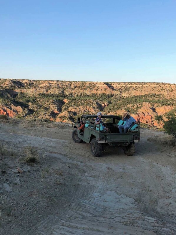 Palo Duro JEEP tours is only one mile away. Don’t miss the opportunity to view this majestic canyon from a JEEP!