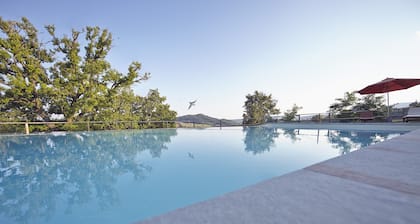 Ferme médiévale en pierre, piscine, vue, barbecue, wifi, chambres avec salle de bain et climatisation