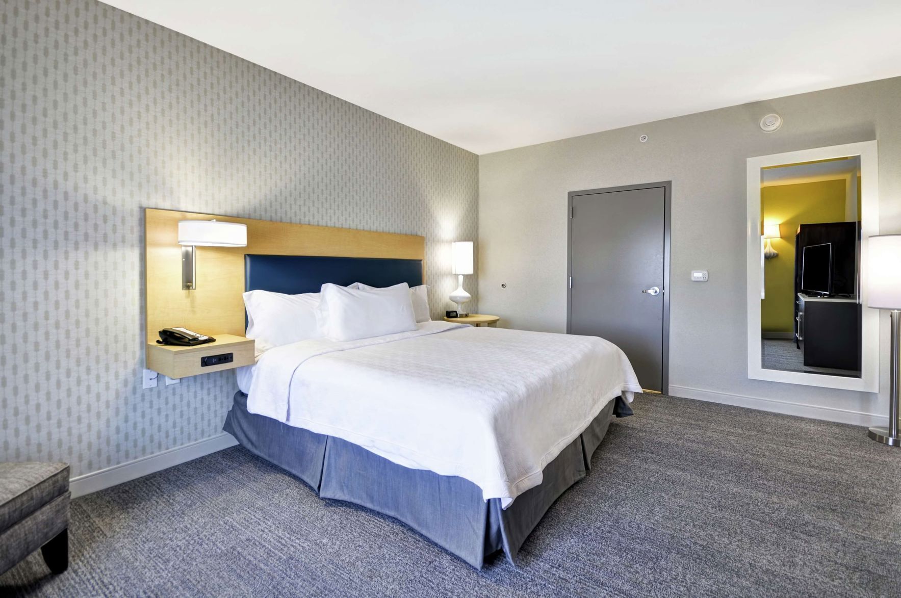 Egyptian cotton sheets, premium bedding, desk, laptop workspace