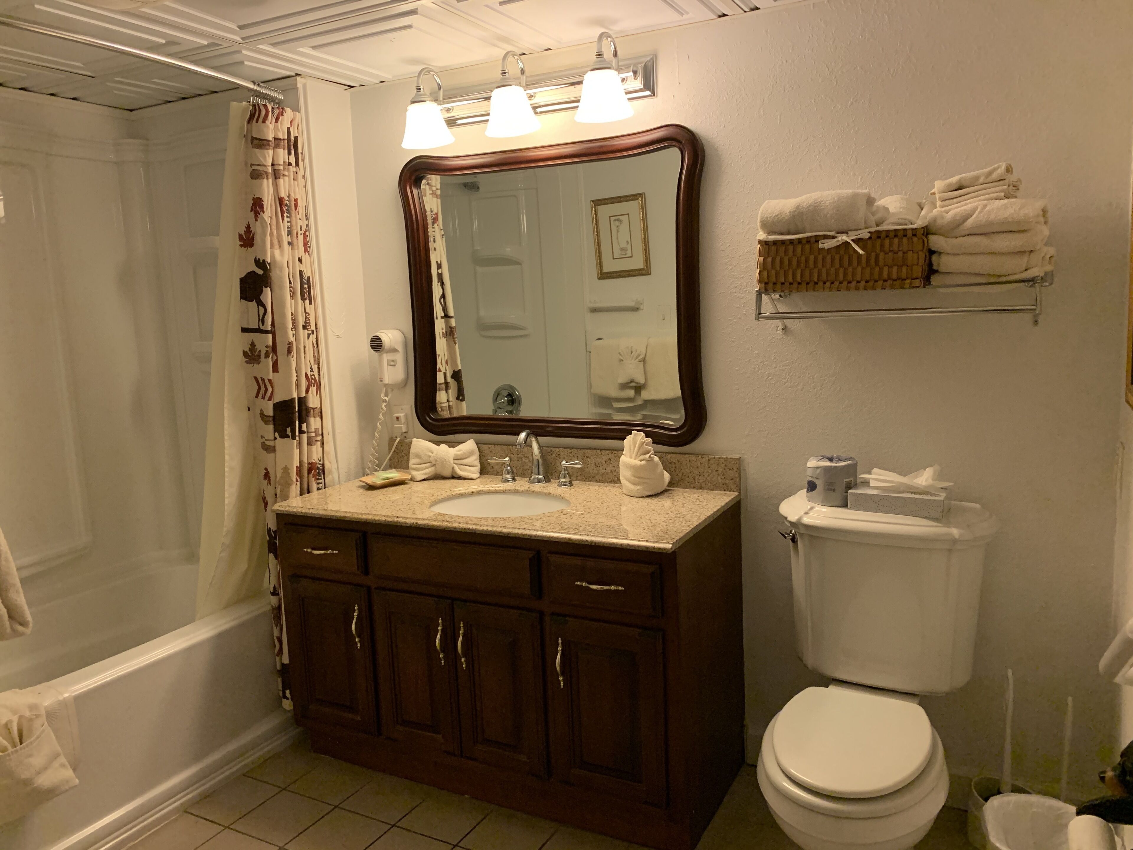 Hair dryer, towels