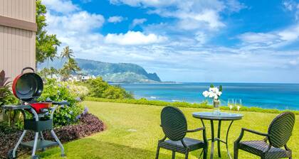 Ground Floor Condo with Ocean and Mount Makana Views with A/C