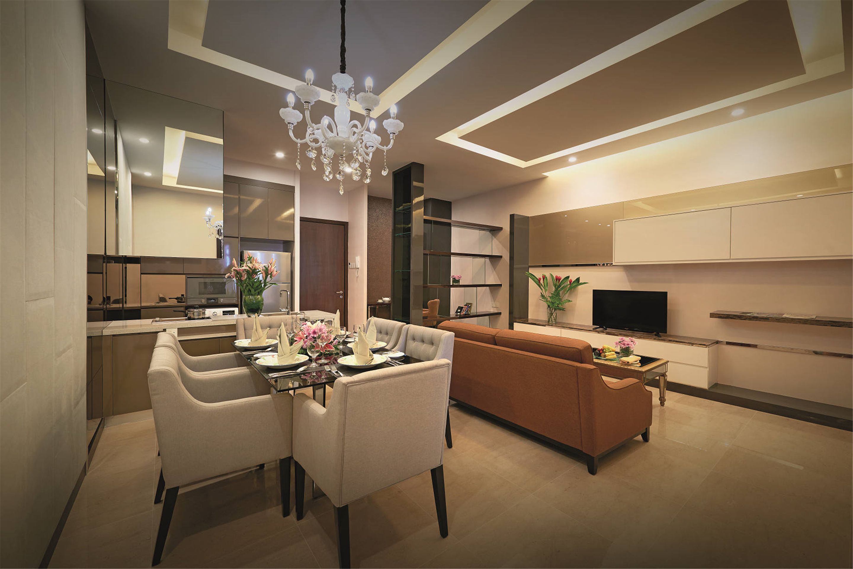 40-inch flat-screen TV with satellite channels, TV