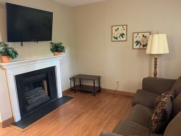 TV, fireplace