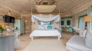 TreeHouse Villa | Premium bedding, in-room safe, desk, laptop workspace