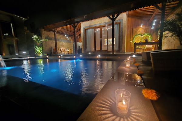 Luxury Villa, 1 Bedroom, Pool View | Living area | 49-inch flat-screen TV with digital channels, LCD TV