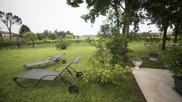 Comfort-Dreibettzimmer, Gartenblick | Ausblick vom Zimmer