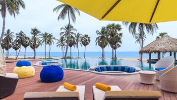 Outdoor pool, open 8:00 AM to 7:00 PM, pool umbrellas, sun loungers