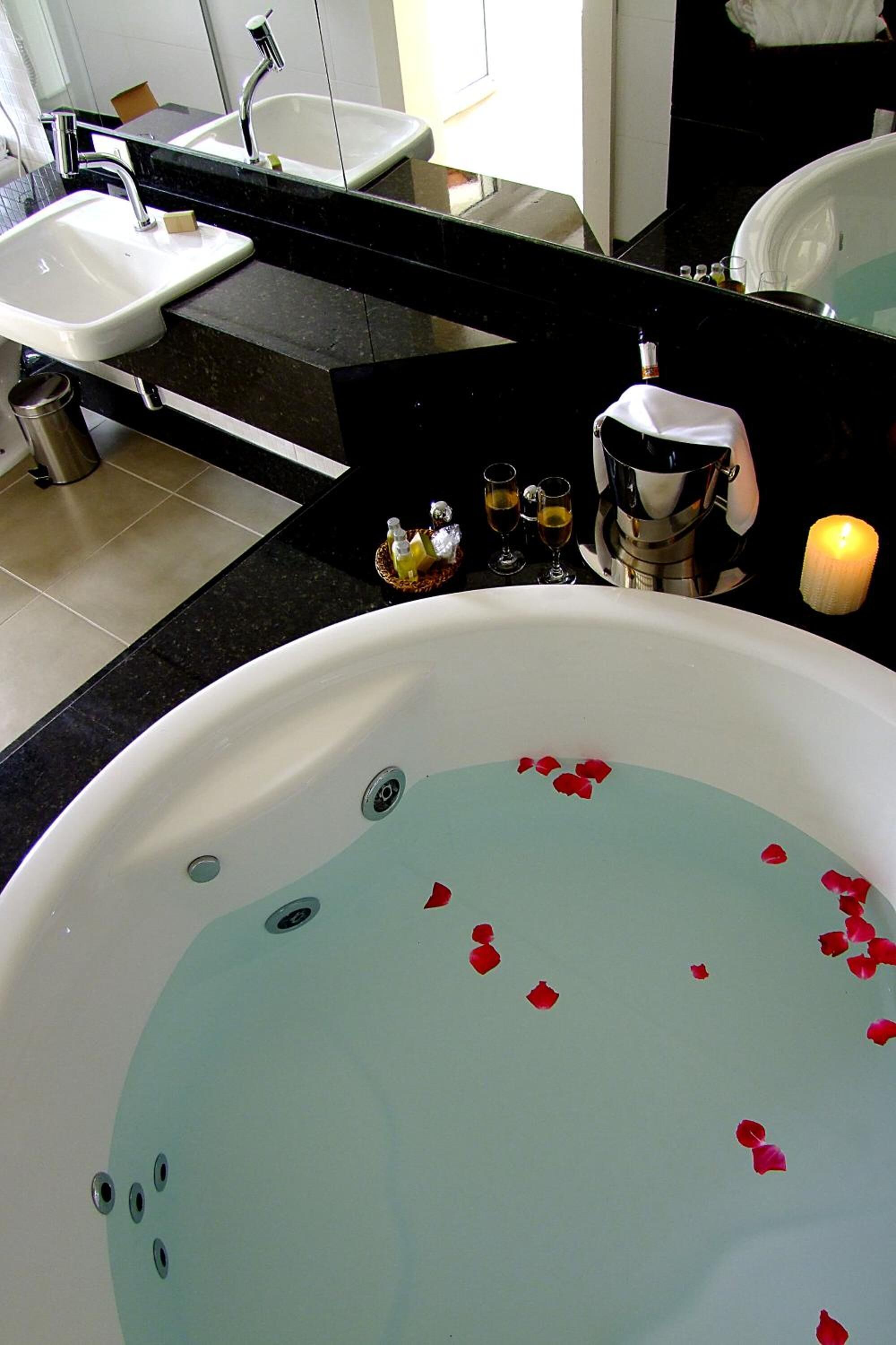 shower, slippers, towels