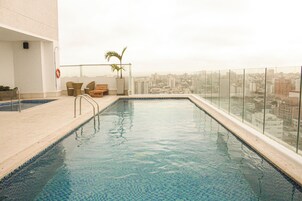 Outdoor pool, sun loungers