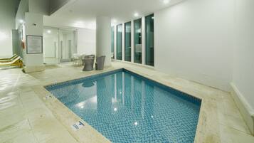 Outdoor pool, pool loungers