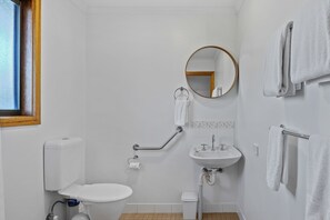 Douche, articles de toilette (gratuits), séchoir à cheveux