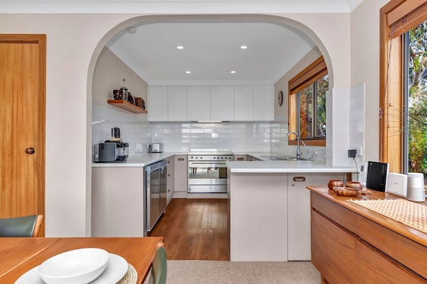 Full-size fridge, microwave, oven, stovetop