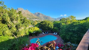 A pool surrounded by lush greenery and a mountain backdrop. - The Salt House (Cape Town)