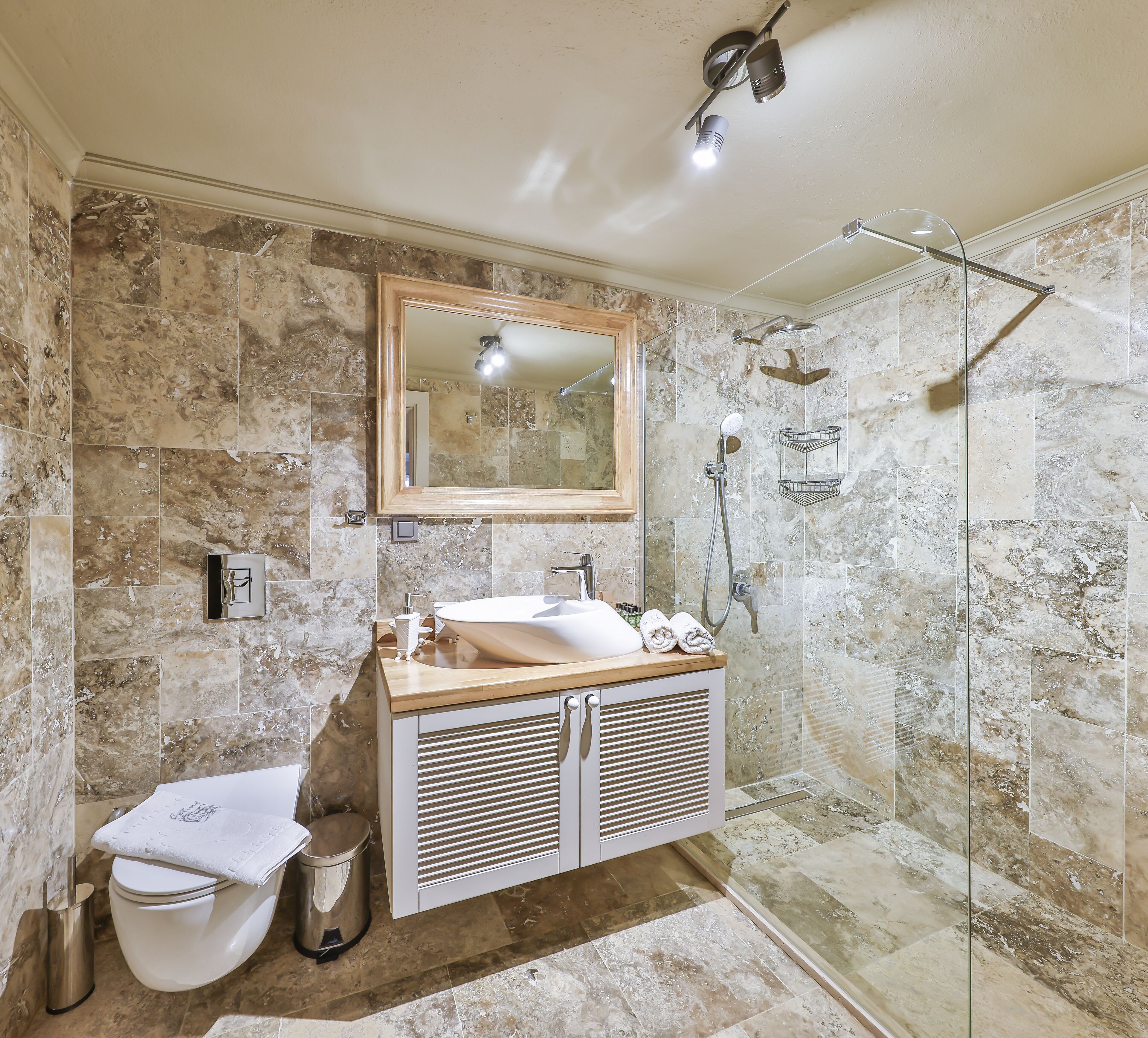 premium room | bathroom | shower, free toiletries, hair dryer, bathrobes