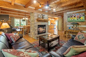 Smart TV, fireplace, table football