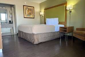 Premium bedding, pillowtop beds, desk, laptop workspace