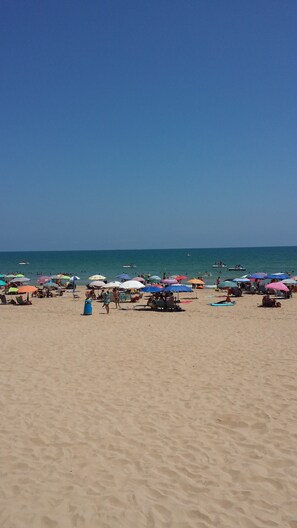 Playa en los alrededores, camastros y toallas de playa