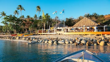 Sun loungers, beach umbrellas, beach towels, snorkeling