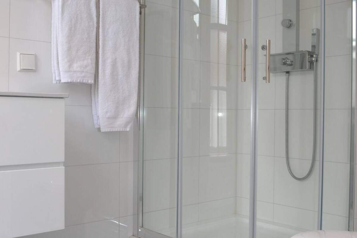 free toiletries, hair dryer, towels