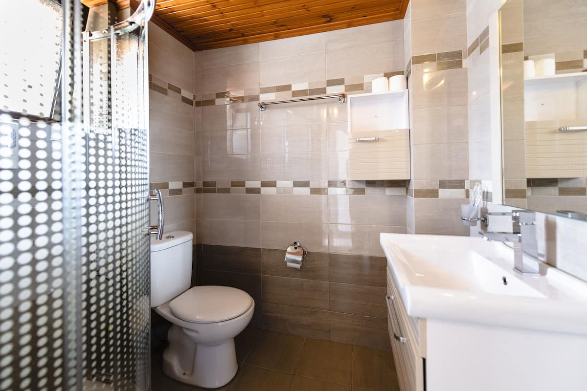 shower, free toiletries, hair dryer, bathrobes