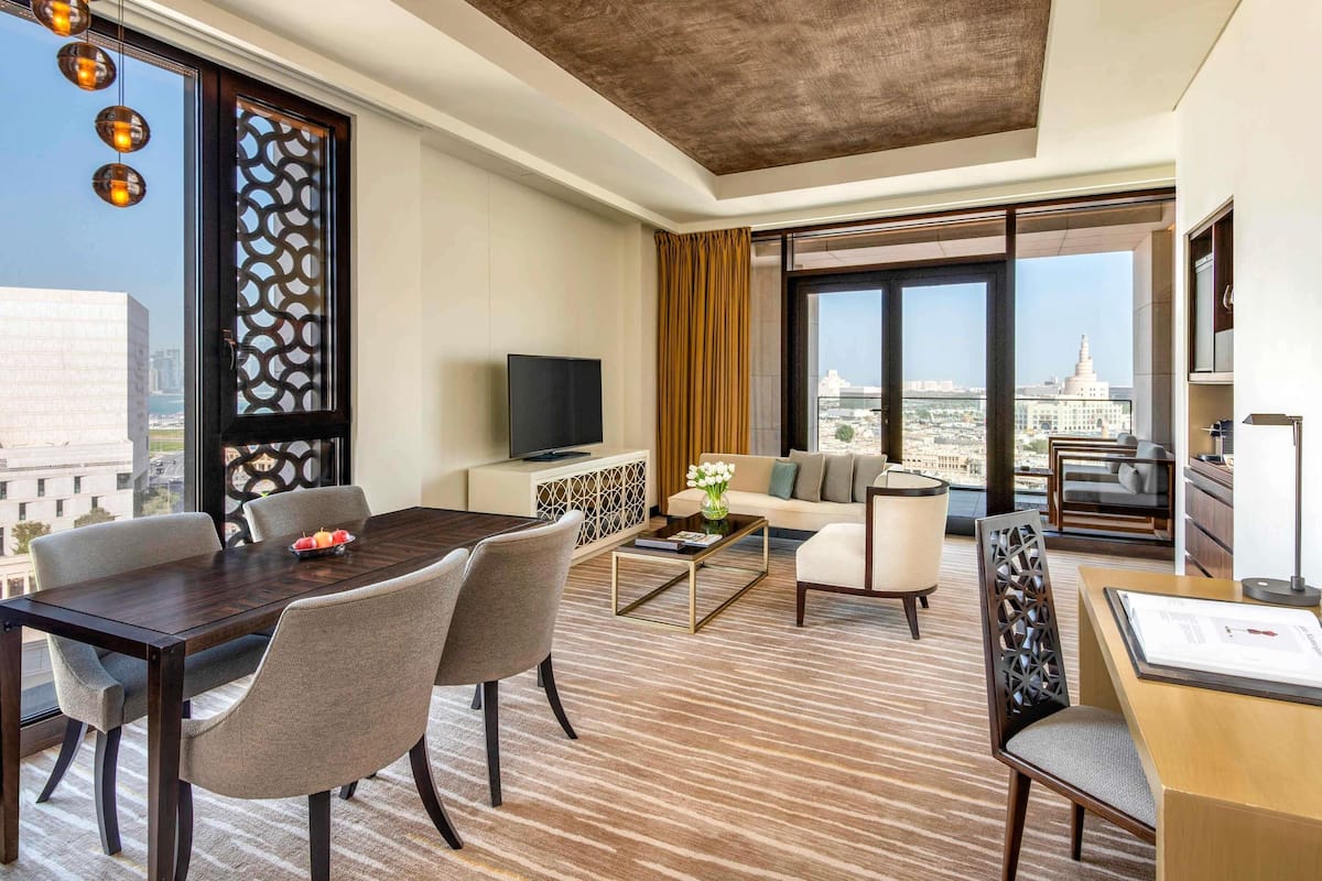 Souq Suite, 1 Bedroom with 1 King-Size Bed, Terrace with Souq Waqif Views and Living Area