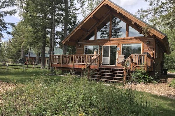 River front view of Rainbow's End Vacation Cabin.