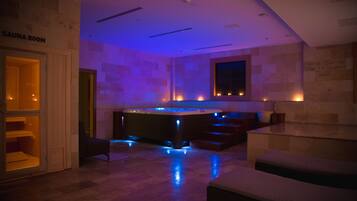 Sauna, hot tub, steam room, body treatments, body wraps, body scrubs