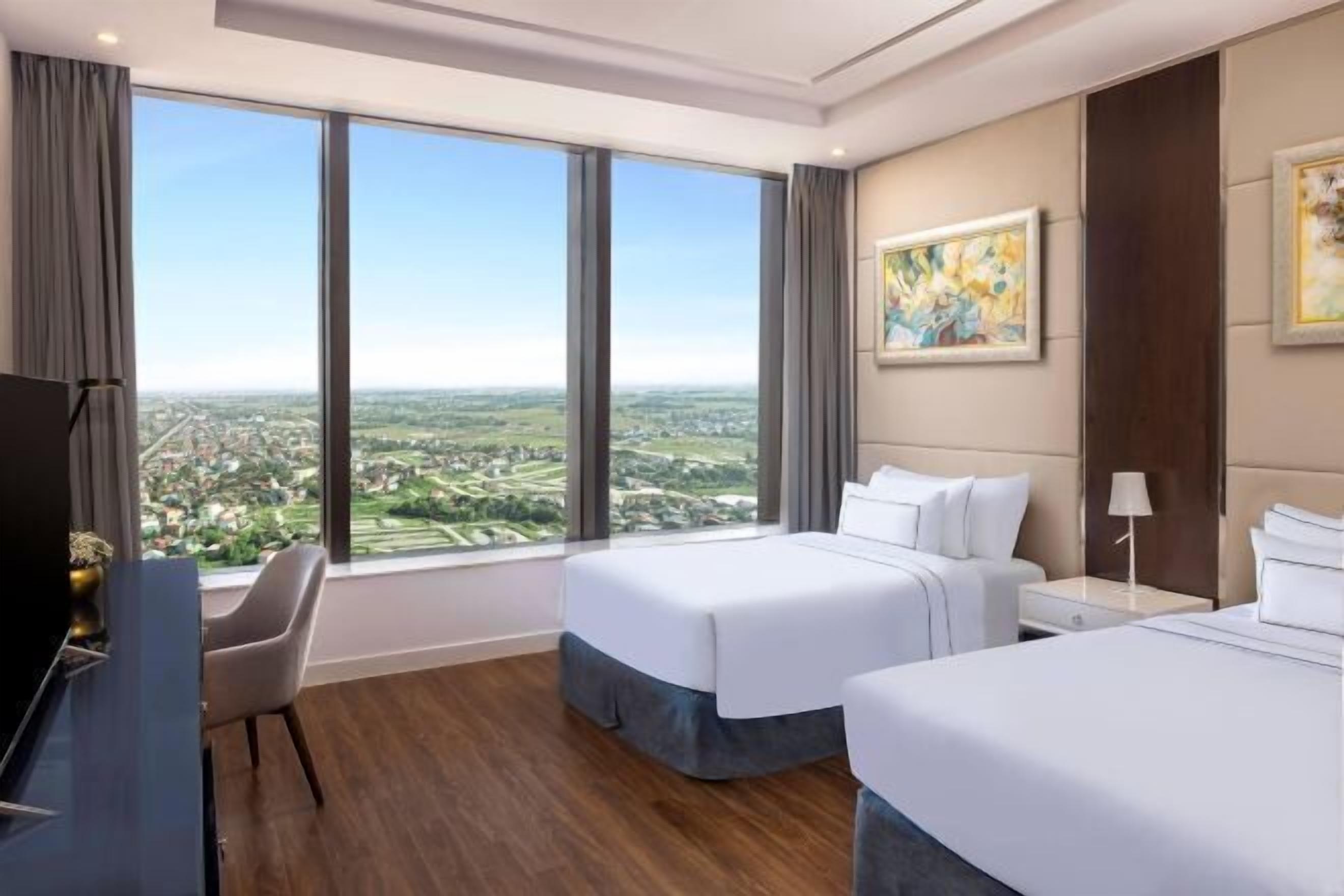 Hochwertige Bettwaren, Betten mit Memory-Foam-Matratzen, Minibar