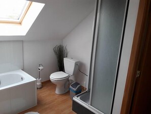 Apartment, 1 Schlafzimmer | Badezimmer | Badewanne und Dusche (separat), Haartrockner, Handtücher