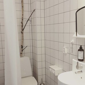 Dusche, kostenlose Toilettenartikel, Haartrockner, Handtücher