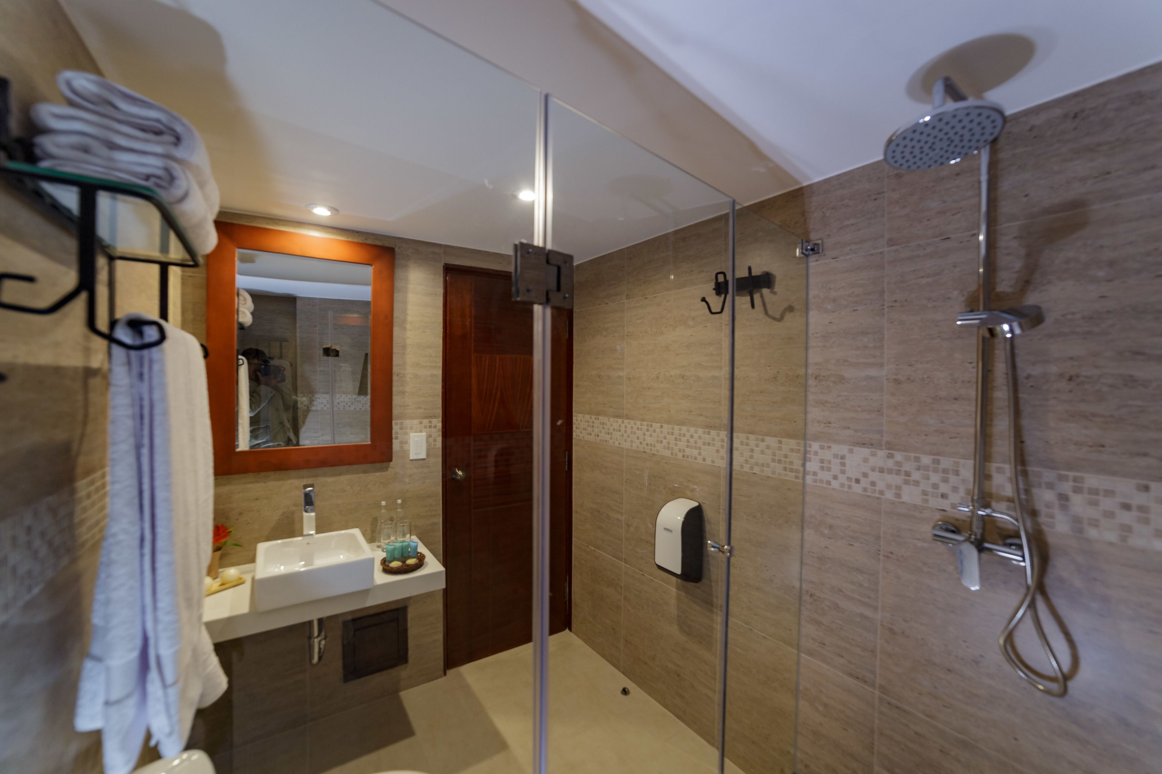 superior double room, 2 double beds | bathroom | shower, rainfall showerhead, free toiletries, hair dryer