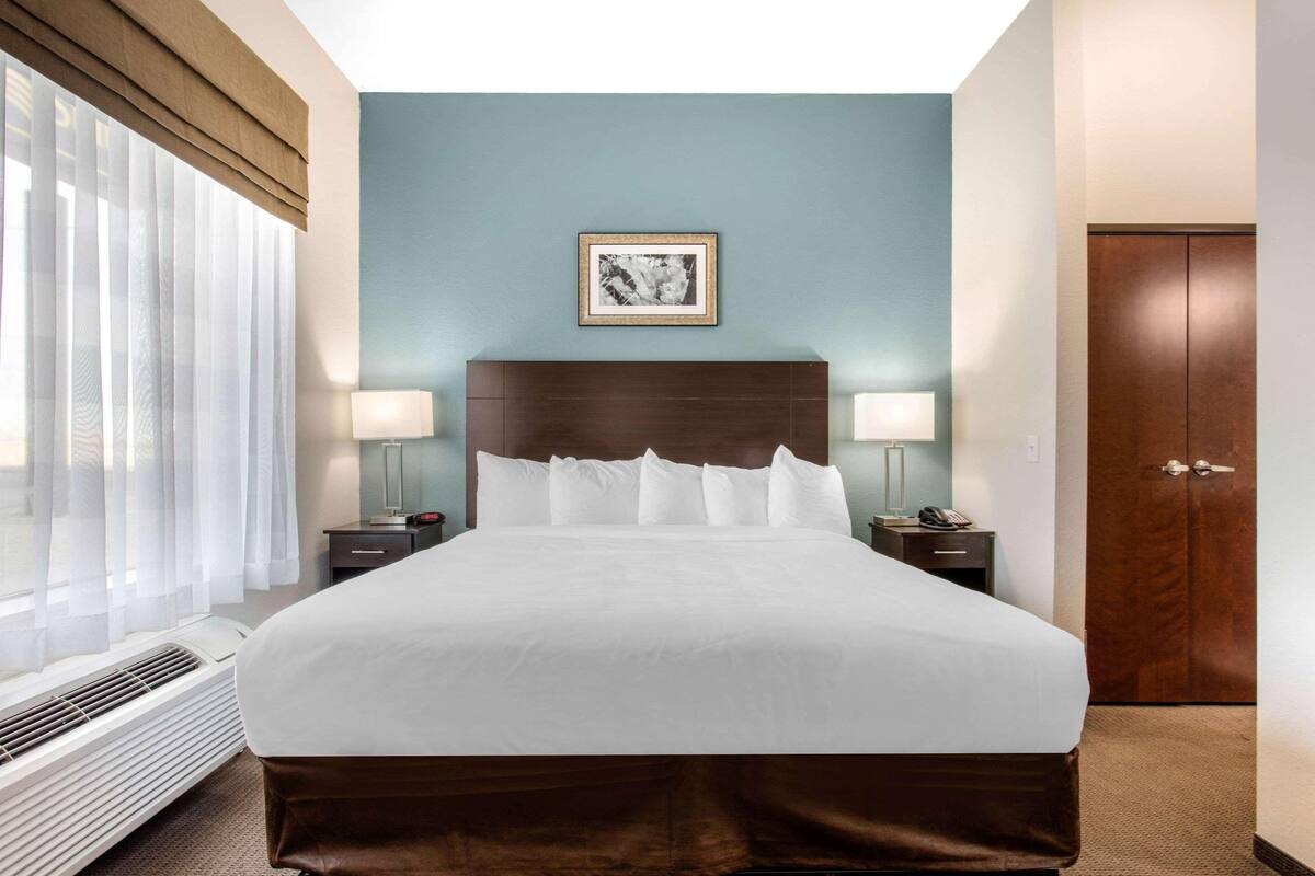 Desk, cribs (free), WiFi (surcharge), bed sheets