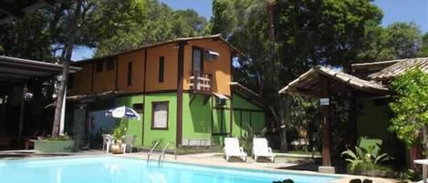 Outdoor pool, open 10:00 AM to 10:00 PM, sun loungers