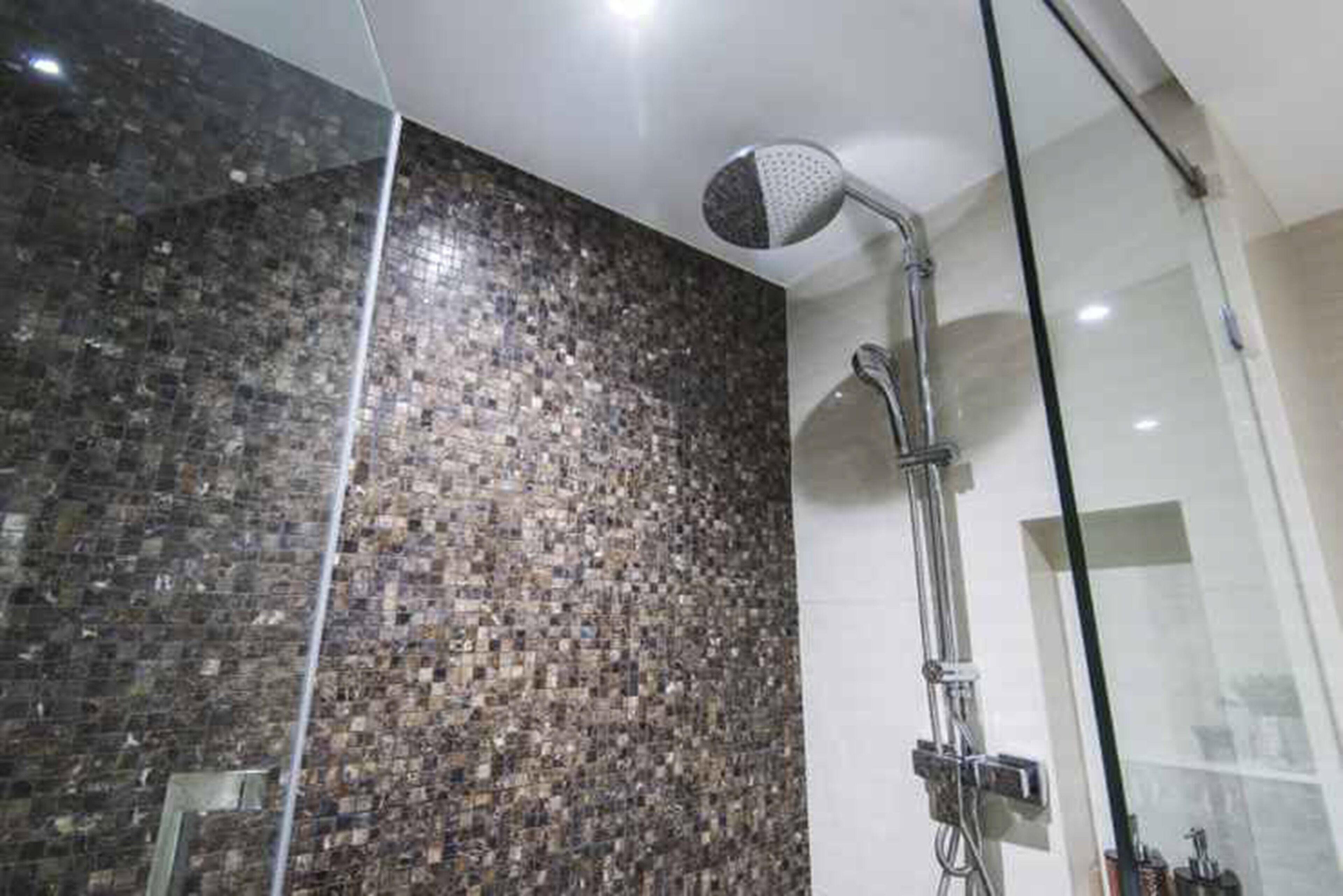 shower, rainfall showerhead, free toiletries, hair dryer