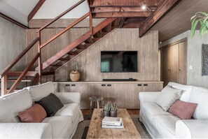 Eastern Rise Main House | Living area | Flat-screen TV, fireplace, DVD player