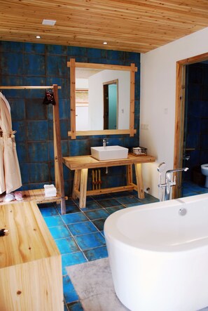 Shower, free toiletries, hair dryer, slippers
